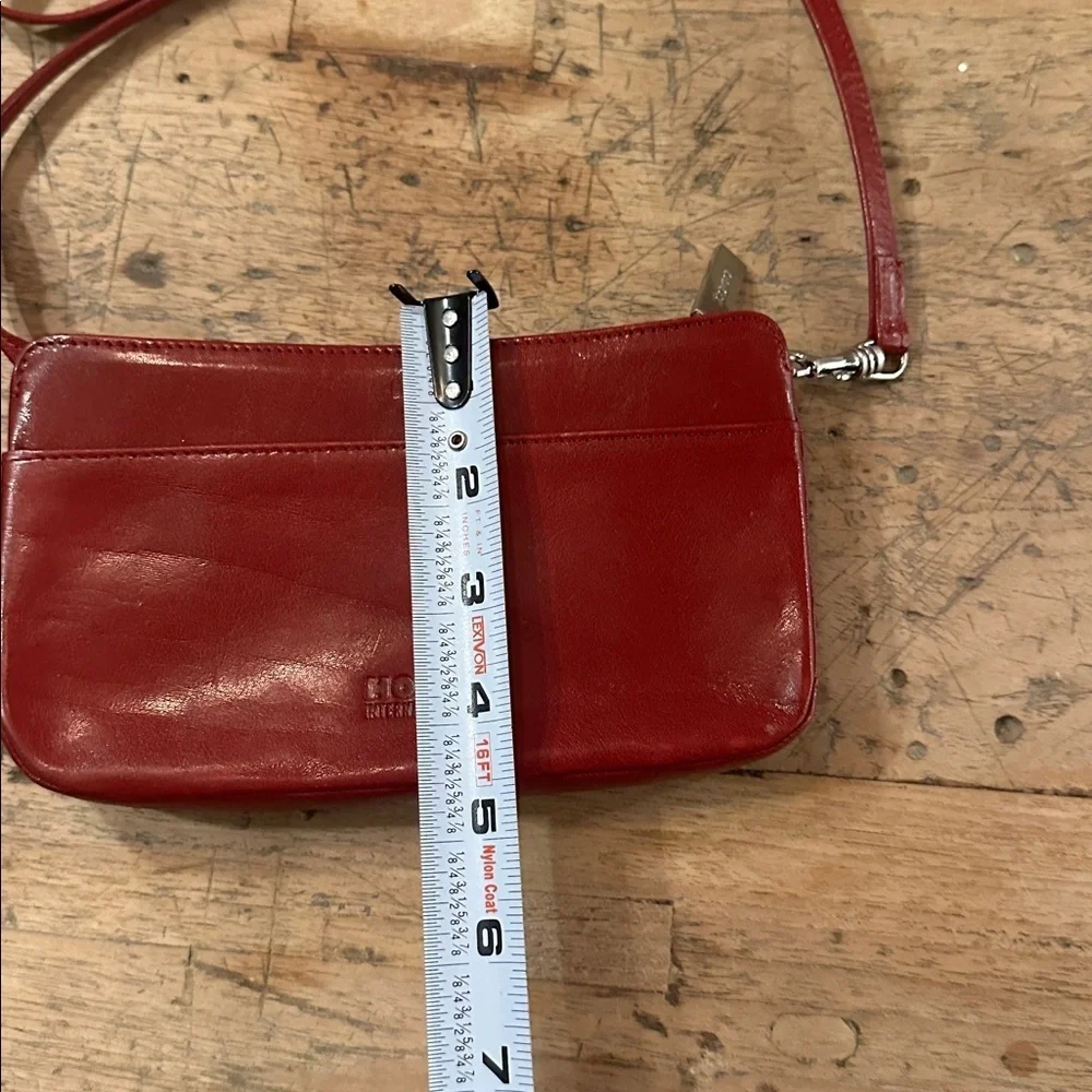 HOBO International Red Leather Crossbody Wallet Organizer Bag